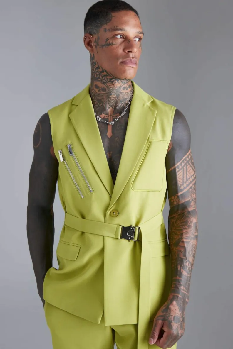 New boohoo Skinny Sleeveless Suit lime