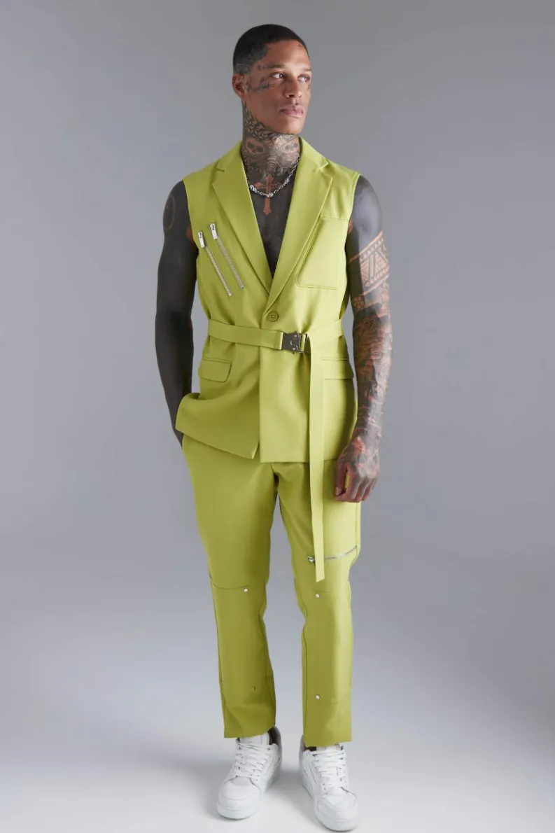 New boohoo Skinny Sleeveless Suit lime