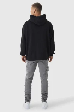 Best boohooMAN Skinny Stacked Ruched Strap Cargo Trousers slate