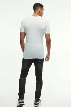 Sale boohooMAN Skinny Stretch All Over Rip & Repair Paint Splatter Jeans washed black