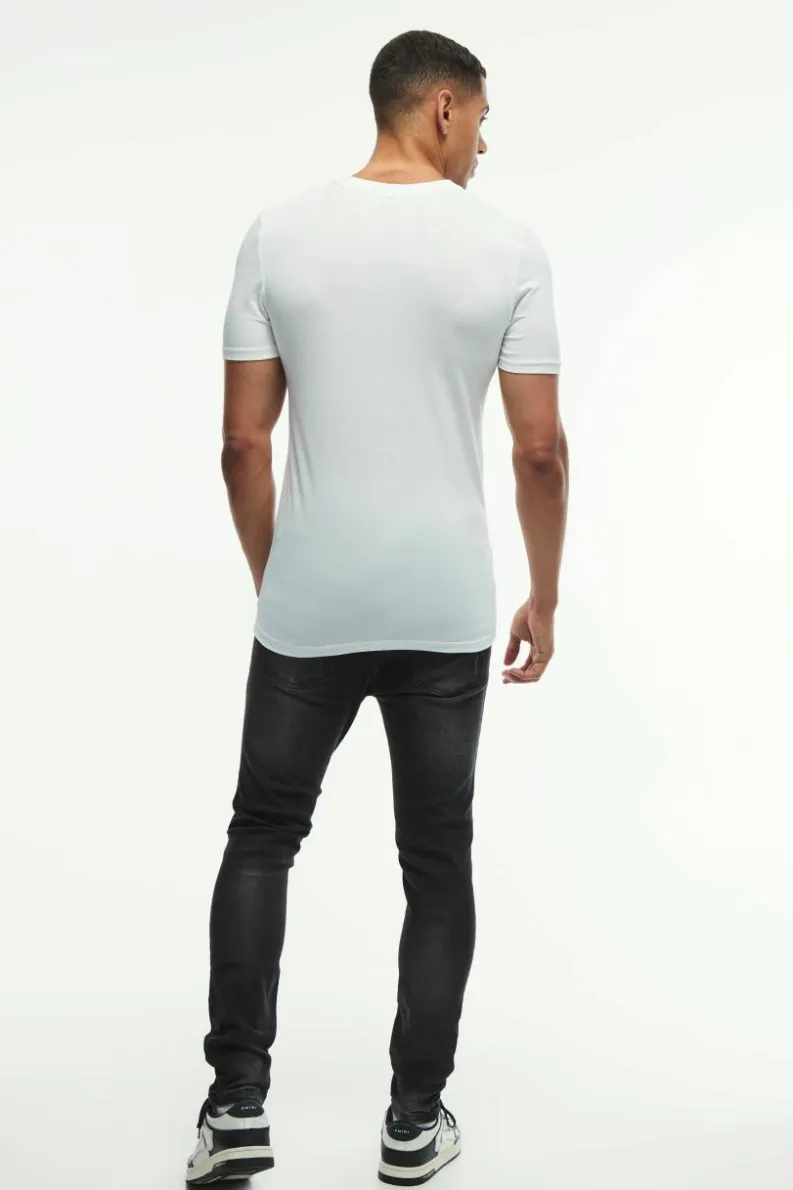 Sale boohooMAN Skinny Stretch All Over Rip & Repair Paint Splatter Jeans washed black