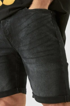 Best Sale boohooMAN Skinny Stretch Denim Shorts In black