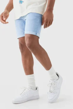 Cheap boohooMAN Skinny Stretch Denim Shorts In light blue