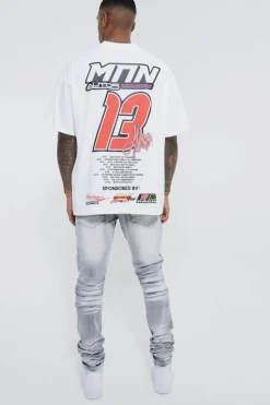 Cheap boohooMAN Skinny Stretch Heavy Bleached Ripped Jean ice grey