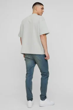 New boohooMAN Skinny Stretch Jean antique blue