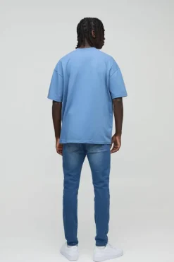 Best boohooMAN Skinny Stretch Jean mid blue