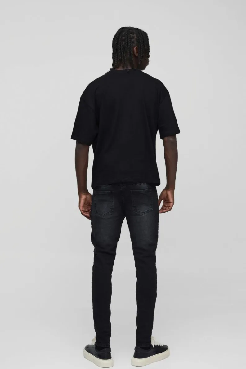 Fashion boohooMAN Skinny Stretch Jean In washed black