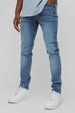 Cheap boohooMAN Skinny Stretch Jeans antique blue