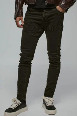 Cheap boohooMAN Skinny Stretch Limited Applique Jeans black