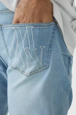 Clearance boohooMAN Skinny Stretch Stacked Ripped Jeans ice blue