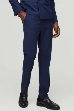 Discount boohooMAN Skinny Suit Trousers navy