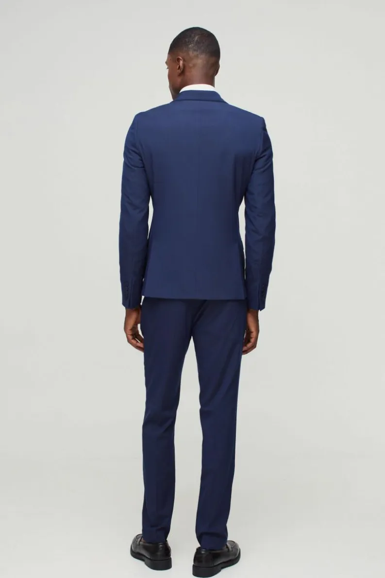 Discount boohooMAN Skinny Suit Trousers navy