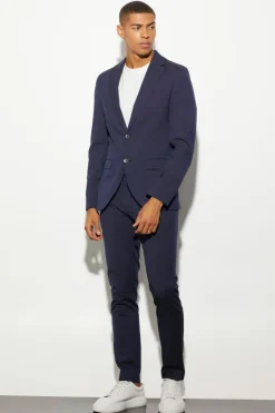 Discount boohooMAN Skinny Suit Trousers navy