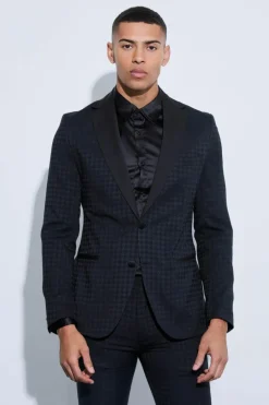 Sale boohoo Skinny Tonal Houndstooth Suit black