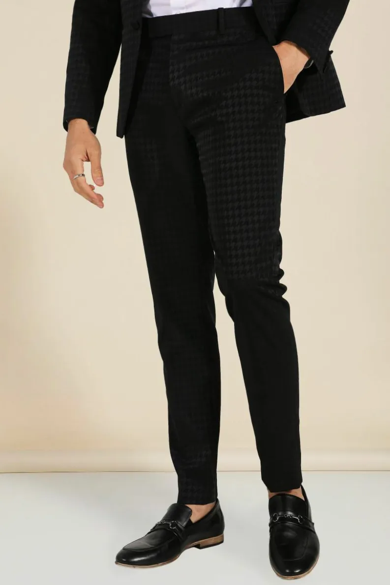 New boohoo Skinny Tonal Houndstooth Suit black