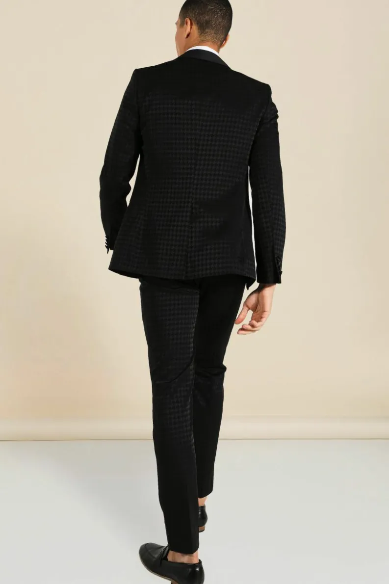 New boohoo Skinny Tonal Houndstooth Suit black