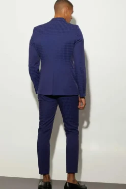 Cheap boohooMAN Skinny Tonal Houndstooth Suit Jacket purple