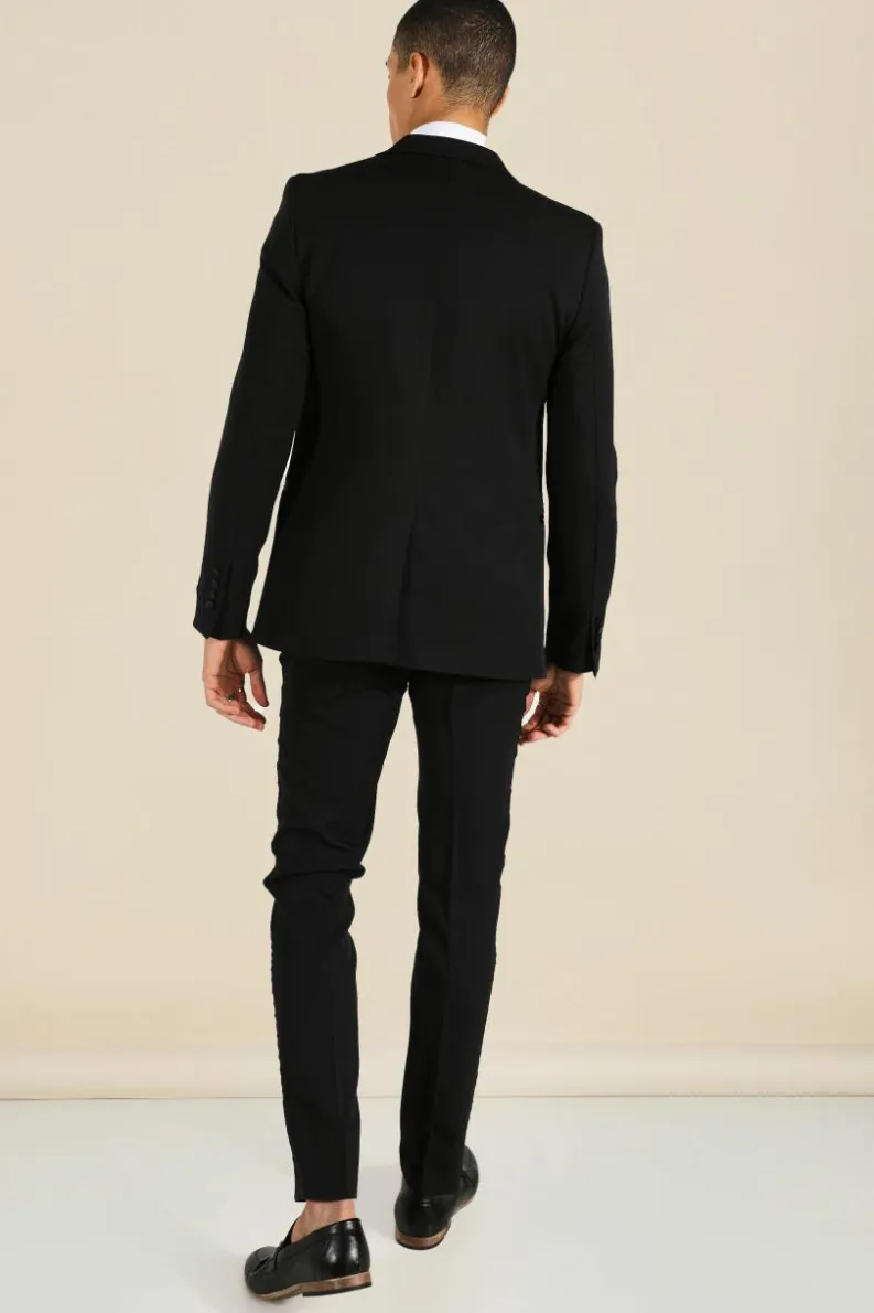 Store boohooMAN Skinny Tuxedo Single Breasted Suit Jacket black