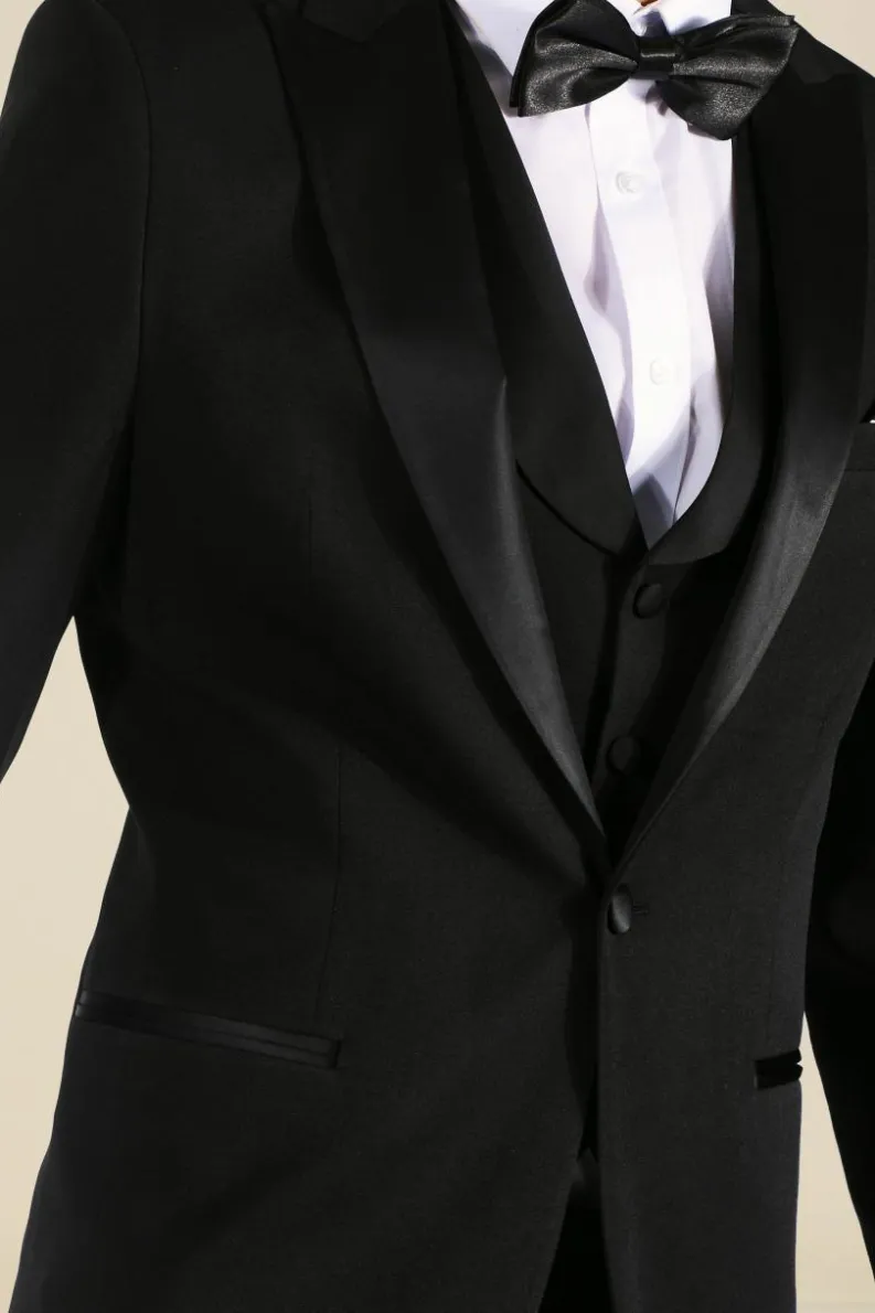 Store boohooMAN Skinny Tuxedo Single Breasted Suit Jacket black