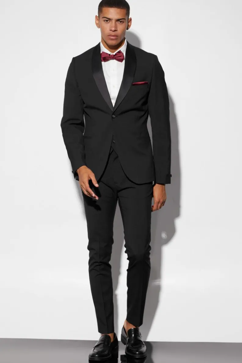 Outlet boohoo Skinny Tuxedo Three Piece Suit black