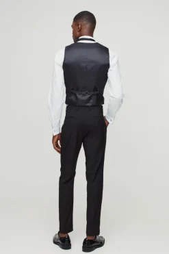Online boohooMAN Skinny Tuxedo Waistcoat black