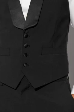 Online boohooMAN Skinny Tuxedo Waistcoat black