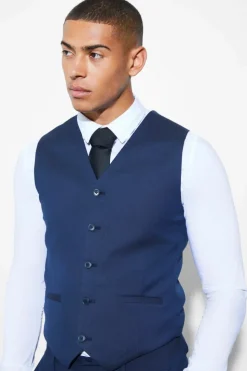 Best boohooMAN Skinny Waistcoat navy