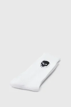 Shop boohooMAN Skull Embroidered Sports Socks white