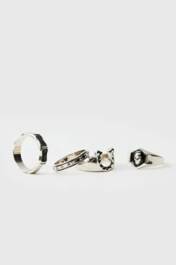 Best Sale boohooMAN Skull Ring 4 Pack silver