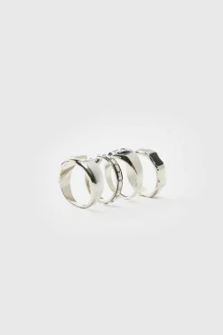 Best Sale boohooMAN Skull Ring 4 Pack silver