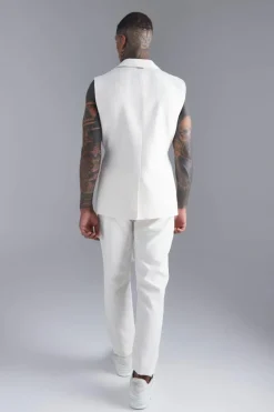 Cheap boohoo Sleeveless Skinny Fit Suit ecru