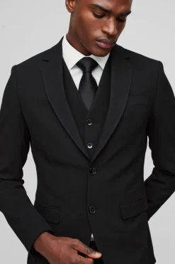 New boohooMAN Slim Single Breasted Jacket black