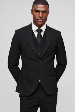 New boohooMAN Slim Single Breasted Jacket black