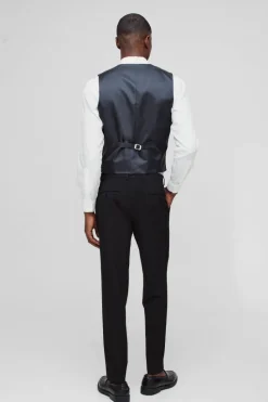 Outlet boohooMAN Slim Waistcoat black