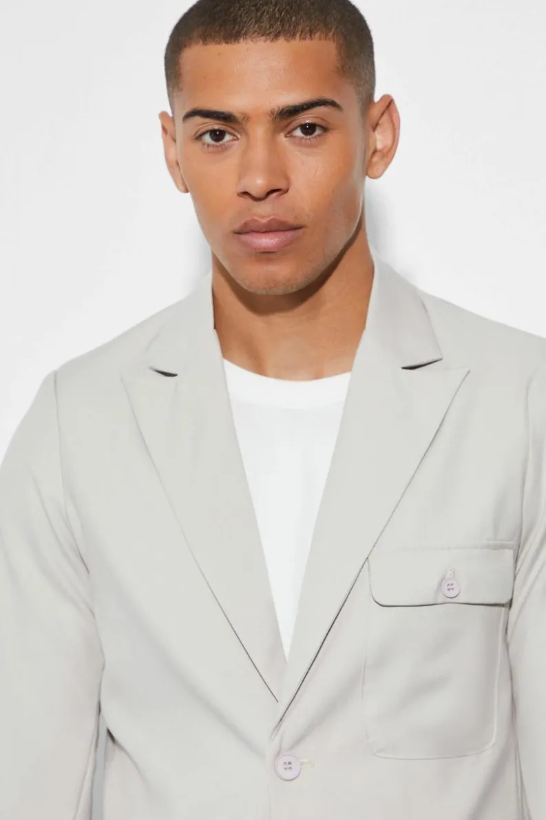 Outlet boohoo Slim Cargo Suit taupe