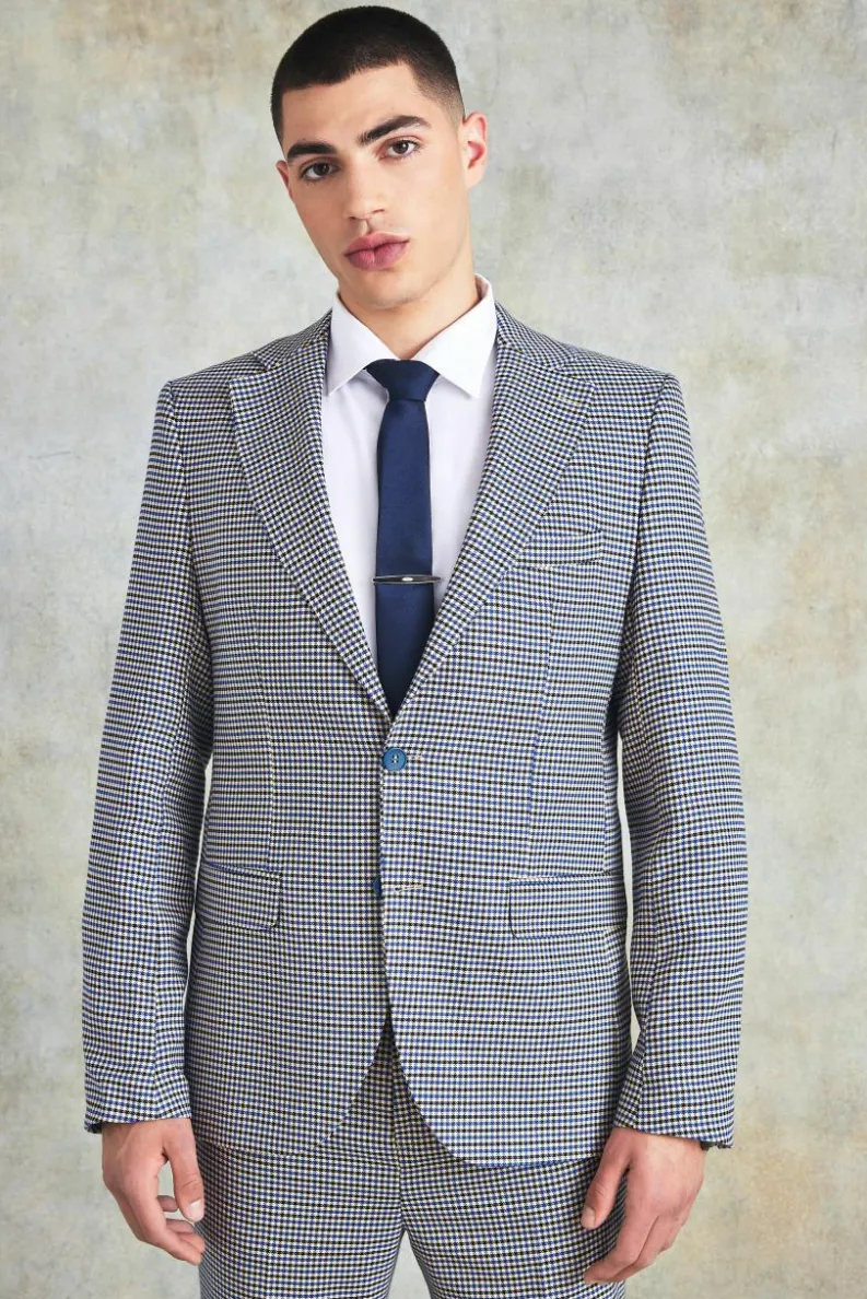 Outlet boohoo Slim Check Suit blue