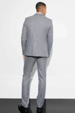 Outlet boohoo Slim Check Suit blue