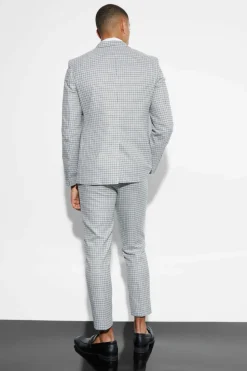 Best boohoo Slim Check Suit light grey