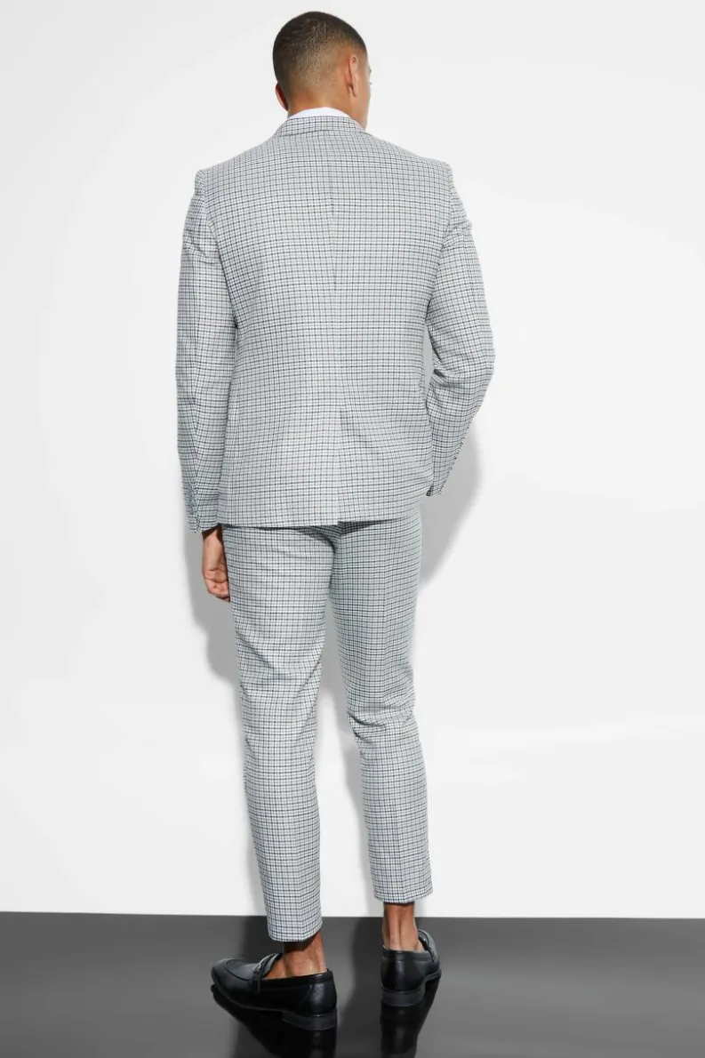 Best boohoo Slim Check Suit light grey
