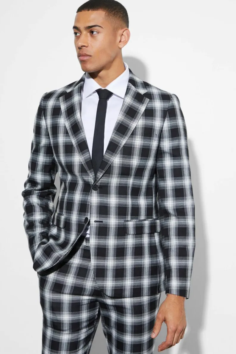 Cheap boohoo Slim Check Suit black