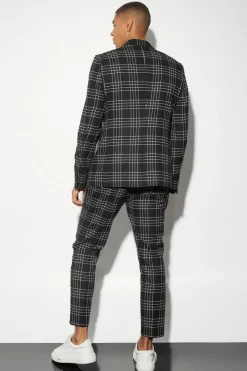 Fashion boohooMAN Slim Check Suit Jacket black