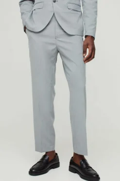 New boohooMAN Slim Cropped Suit Trousers grey