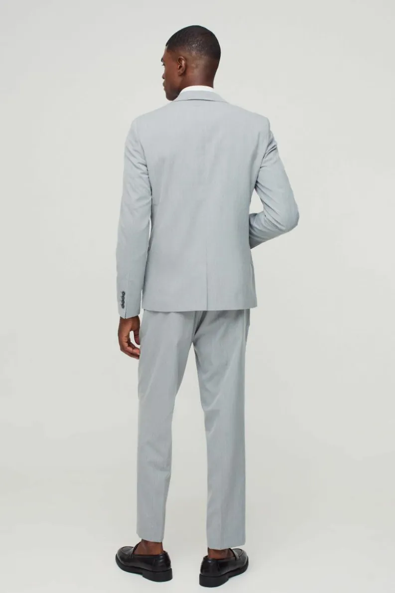 New boohooMAN Slim Cropped Suit Trousers grey