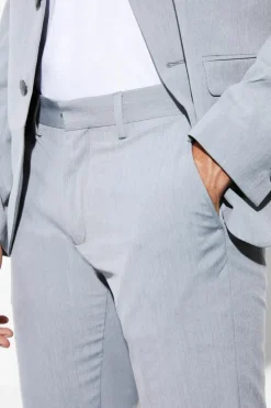 New boohooMAN Slim Cropped Suit Trousers grey