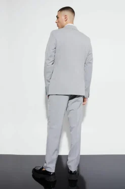 New boohooMAN Slim Double Breasted Suit Jacket grey