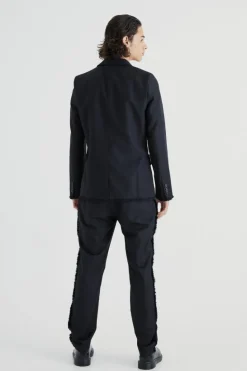 Sale boohooMAN Slim Fit Blazer With Distressed Seams black