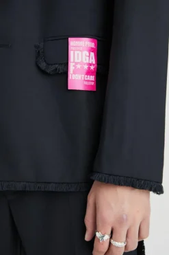 Sale boohooMAN Slim Fit Blazer With Distressed Seams black