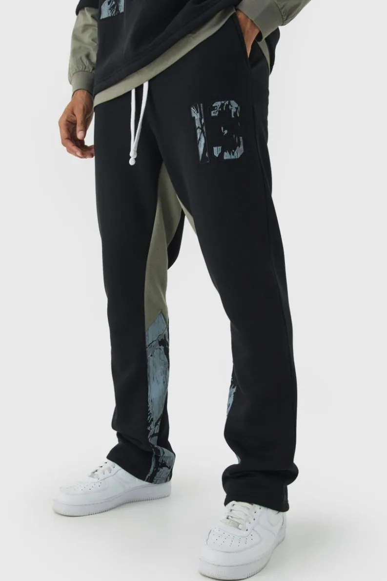 Cheap boohooMAN Slim Fit Camo Gusset Joggers black
