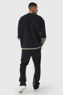 Cheap boohooMAN Slim Fit Camo Gusset Joggers black