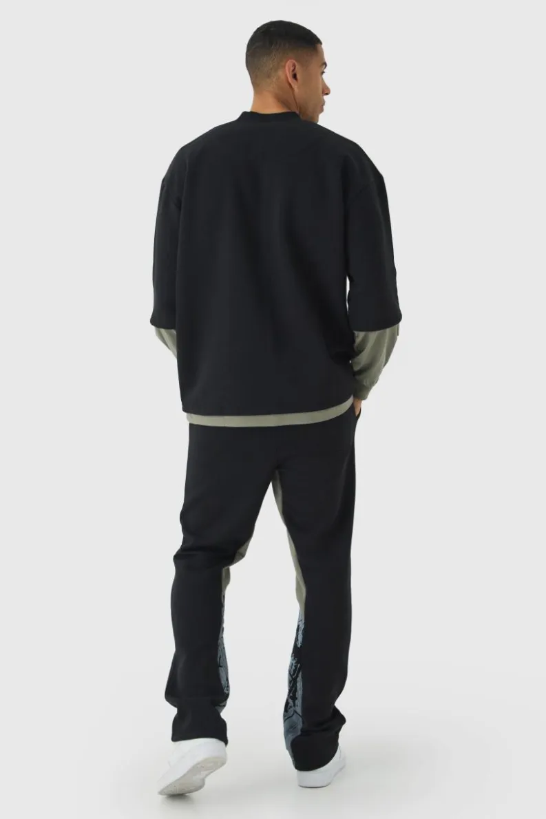 Cheap boohooMAN Slim Fit Camo Gusset Joggers black